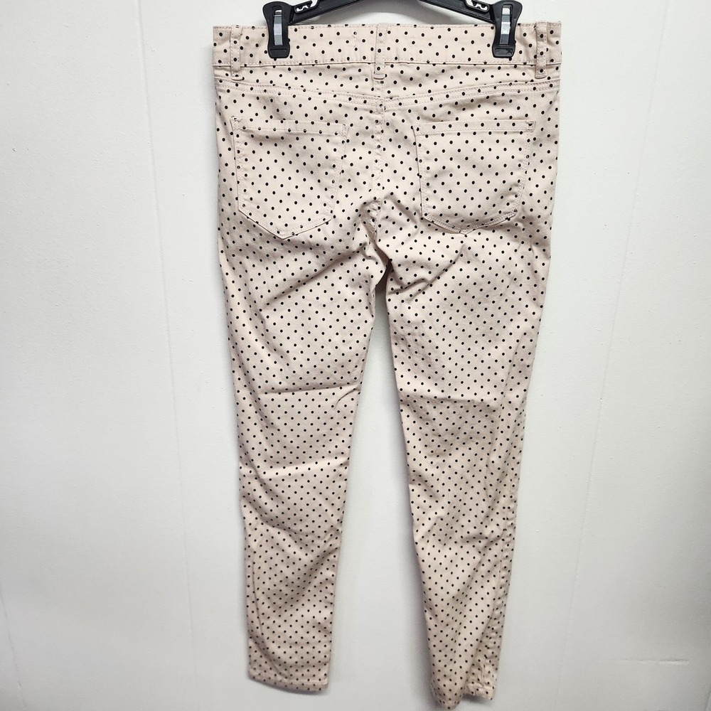 Forever 21 Pants Girls 11/12 Pink Black Polka Dot Skinny Stretch Youth Cotton - Picture 4 of 10